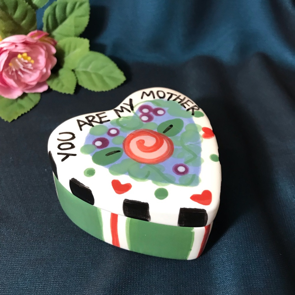 Mother heart ring/ trinket box YOU ARE MY MOTHER - I AM SO LUCKY Rainy Day Clay